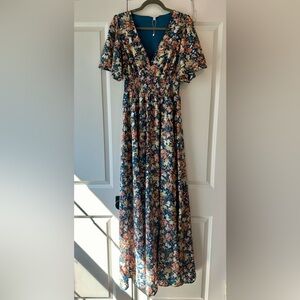 Baltic Born Verona Smocked Maxi Dress Blue Floral (Size M)